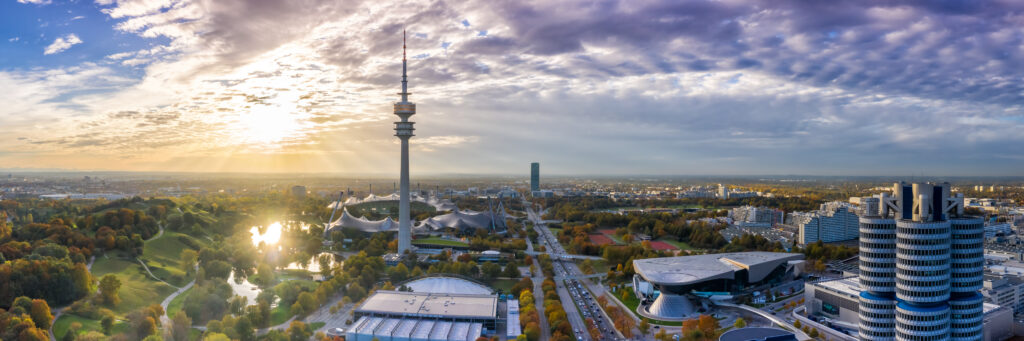 Munich Olympiaturm München skyline aerial panoramic view photo town building architecture travel